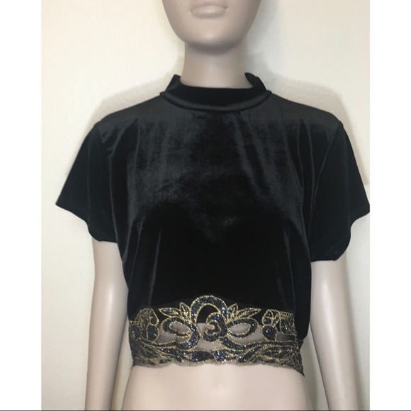 Charlotte Russe Tops - Charlotte Russe Black Velvet Crop Top